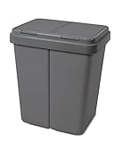 Alpfa Kunststoff Müllbehälter 2 x 25 L Duo Bin Mülleimer GRAU