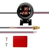 Breeshy Runde LED Digital Auto Wassertemperaturanzeige Temperatursensor Temperatura Moto + Voltmeter...