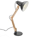 Navaris Design Holz Schreibtischlampe - E27 Fassung - mit Standfuß - Retro Tischlampe mit...