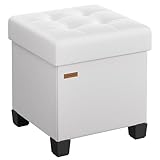 SONGMICS Sitzhocker mit Stauraum, kleine klappbare Sitzbank, 38 x 38 x 40 cm Fußbank,...