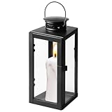 Laterne Schwarz: 24cm Metall Laternen für Kerzen Deko, Outdoor Grablaterne, Metall Deko...