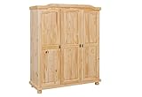 Inter Link - Kleiderschrank - Kiefer massiv - Garderobenschrank - Landhaus Still - Wäscheschrank -...