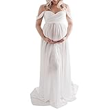 Loalirando Schwangerschaftskleid, Shooting, Foto, aus leichtem Chiffon, Maxi-Länge, schulterfrei,...