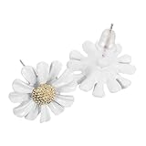 Yardwe Damen Ohrstecker Weißes Gänseblümchen Sterling Silber Blumenohrringe Leicht Hautfreundlich...