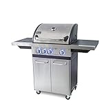 ACTIVA 3 Brenner Gasgrill 'Silver Star 400' Grillwagen mit 800 Grad Infrarot Seitenbrenner,...