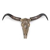 WVOPIAHY Dekorativer Bullenschädel Wanddekoration, 74 cm Breite,Geschnitzte Details für rustikale...
