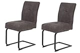 Hela Tische, 2er Set Schwingstuhl Luise, Bezug Microfaser Vintage-Optik Anthrazit, Komfotsitz...
