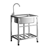 Freistehendes Waschbecken Edelstahl, Spülbecken mit Wasserhahn Spüle Küche Spültisch Mobiles...