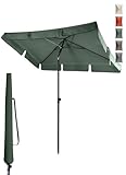 4smile Sonnenschirm Balkon in Grün - Sonnenschirm rechteckig 200x125cm mit UV50+ Sonnenschutz |...