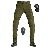 HOMDECR Herren Slim Fit Motorrad Jeans Mit Protektoren Knie Und Hüftprotektoren Stretch Slim Fit...