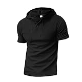 Tshirt Herren Mit Kapuzen Sommer Kurzarm Hoodie Freizeit Kurzärmliges Hoodies Slim Fit Kapuzenshirt...