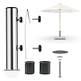 osoltus Universal Schirmrohr Edelstahl mit Schirmrohrschutz | Sonnenschirmrohr für...