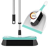 Rival Kehrgarnitur & Besen Set türkis – Kehrblech mit Handbesen & Besen mit Teleskopstiel –...