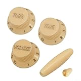 Gitarrenknöpfe für E-Gitarren, 1 Lautstärke, 2 Klangregler, mit Bararm, Gelb + Gold, 3 Stück