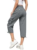 Hose Damen 3/4 Sommer Casual Cargohose Caprihose Jogginghose Comfy Stretch Leichte Outdoor Sport...