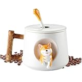 Hunde-Tasse – Kaffeetasse aus Keramik, niedliche Tasse für Hunde, 420 ml, kreative 3D-Shiba-Tasse...