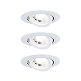 Paulmann 93388 LED Einbauleuchte Set schwenkbar Warmweiß rund incl. 3 x 4.8 Watt Einbaustrahler...