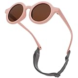 LOJUDI Baby Sonnenbrille 0-24 Monate, Polarisierte mit Riemen Verstellbar Weicher Silikonrahmen Rund...