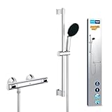 GROHE Precision Flow, Duschset mit Thermostat wassersparend, 8l pro Min (Duscharmatur hält...