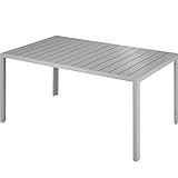 TecTake 800716 Gartentisch mit stabilem Aluminiumrahmen, Holzoptik, Zwei höhenverstellbare Füße,...