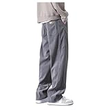 Schwarz Schwarz Lockere Cordhose für Herren mit Kordelzug, elastischer Taille geradem Bein Taschen...