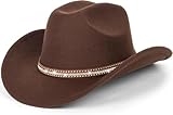 Klassischer Cowboyhut für Damen, Fedora-Hut aus Filz mit glänzendem Band, Kaffee mit Bling-Band,...