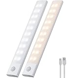 LuJasi Schrankbeleuchtung LED mit Bewegungsmelder 20cm 1800mAh Unterschrank Beleuchtung, 3 Farben...