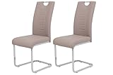 Hela Tische, 2er Set Schwingstuhl Küchenstuhl Ruby, Kunstleder Cappuccino, Griffmulde,...