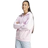 adidas Women's Essentials 3-Stripes French Terry Oversized Full-Zip Hoodie, Clear PINK, XXL