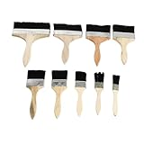 MUELODSIC 9 Stück Teiliges Pinselset Holzgriff Flachpinsel mit Schwarzen Borsten Hitzebeständig...
