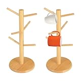 DYHNQE 2 Stück Hölzerne Tassenständer, 34x18cm Kaffeetassenständer Dickerer Boden Brezelständer...