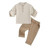 Yassiglia Baby Jungen Sommer Herbst Kleidung Set Baumwolle-Leinen Outfit Musselin Bekleidungssets...