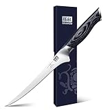 SHAN ZU Filetiermesser Ausbeinmesser 18CM Profi Scharf fischmesser Fischfiletmesser aus Japanischer...
