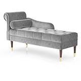 Vesgantti Velvet Chaiselongue, Indoor Lounge Sofa mit linker Armlehne und Lendenkissen, Recamiere...