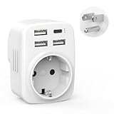 Reiseadapter USA-Adapter USA mit 3USB 1USB C(3.4A),mit 1 Steckdose,USA Adapter Steckdose,Adapter USA...