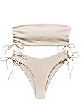 GORGLITTER Bandeau Bikini Damen Set Bikini High Waist Trägerlos Bikini Mit Kordelzug Bikini Set...