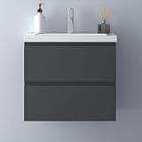 Biubiubath Badezimmermöbel 60cm Mineralguss Waschtisch mit Unterschrank Badmöbel Set...