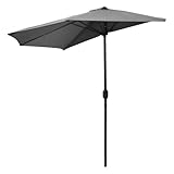 Spetebo Sonnenschirm 270 cm mit Kurbel halbrund - anthrazit - Halbschirm mit 5 Rippen...