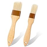 2 Stück Backpinsel Set Naturborsten BBQ-Bürsten Buchenholz-Griff Küchenpinsel Ölpinsel...