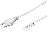 PremiumCord kpspm2w Stromkabel 230V 2m, Stromkabel mit Eurostecker an Euro Doppelbuchse C7 2-polig,...