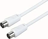 SCHWAIGER Antennen Anschlusskabel 75 dB, 1,5m, weiß, IEC Stecker  IEC Buchse, 2-fach Schirmung, 75...