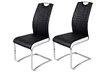 Hela Tische, 2er Set Schwingstuhl Tabea, Kunstleder Schwarz-Weiß, Griffloch, Metallgestell Chrom,...