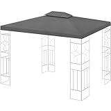 WASSERDICHT Ersatzdach 3x4m Dach 340g für Pavillon Kaminabzug Pavillondach PVC (anthrazit)