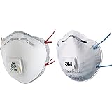 3M Atemschutzmaske 8833, FFP3-Feinstaub-Maske mit Ventil für reduzierte Wärmebildung, 10 Stück &...
