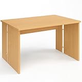 Schreibtisch Buche, Bürotisch Holz B120 x T80 x H75 cm, robuster Schreibtisch zum Lernen und...