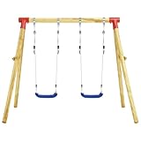 GoldiCoo Schaukelgestell Outdoor Holz, Doppelschaukel für 2 Kinderschaukel Outdoor mit Gestell,...