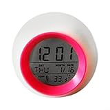 Digitaler LED-Wecker für Kinder, mit 7-farbigem Nachtlicht, Datums- und Temperaturanzeige,...