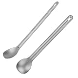 Langer Löffel, 2pcs Leichtes Langgang Titan Spork Set Campinglöffel Utensilien für Outdoor...
