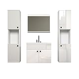 trendteam smart living - Haven - Badmöbel-Set - Weiß/Weiß Hochglanz lackiert - (BxHxT) 142 x 133...