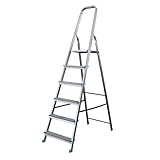 Bayersystem BS-DA6 150 Blue Trittleiter mit 6 Stufen, Aluleiter, bis 150 kg belastbar, max....